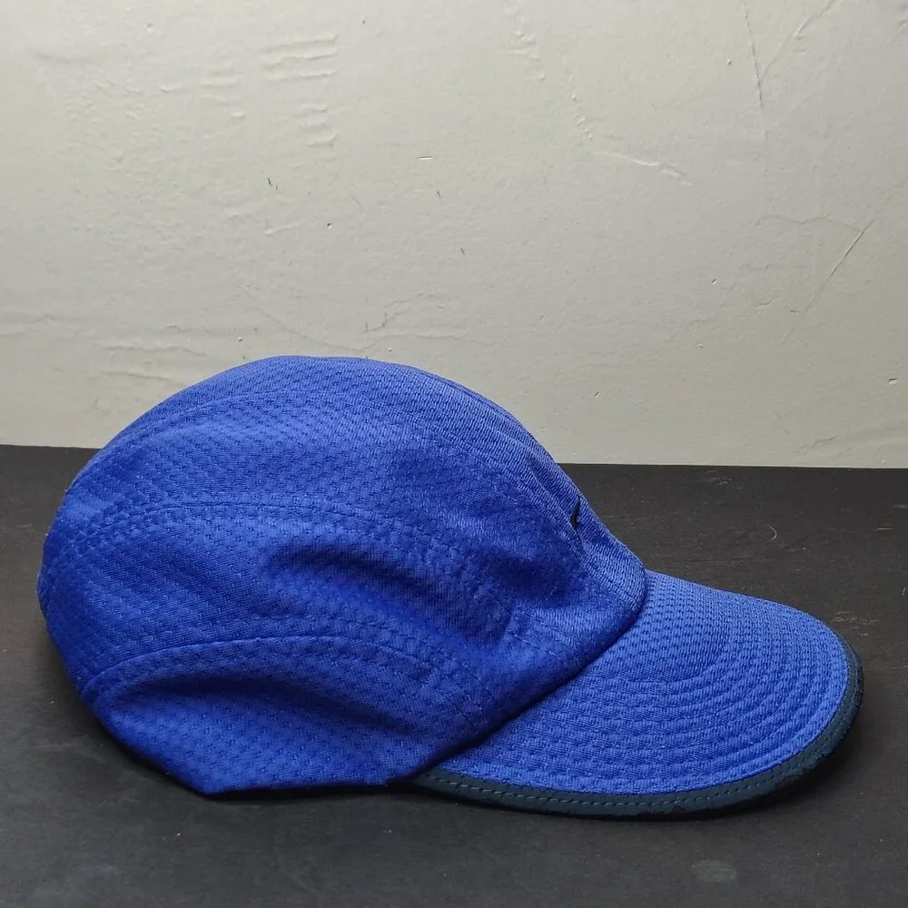 VINTAGE Nike Hat Cap Blue Black Tailwind 7 Panel Mesh Mini Swoosh Running - Picture 5 of 16
